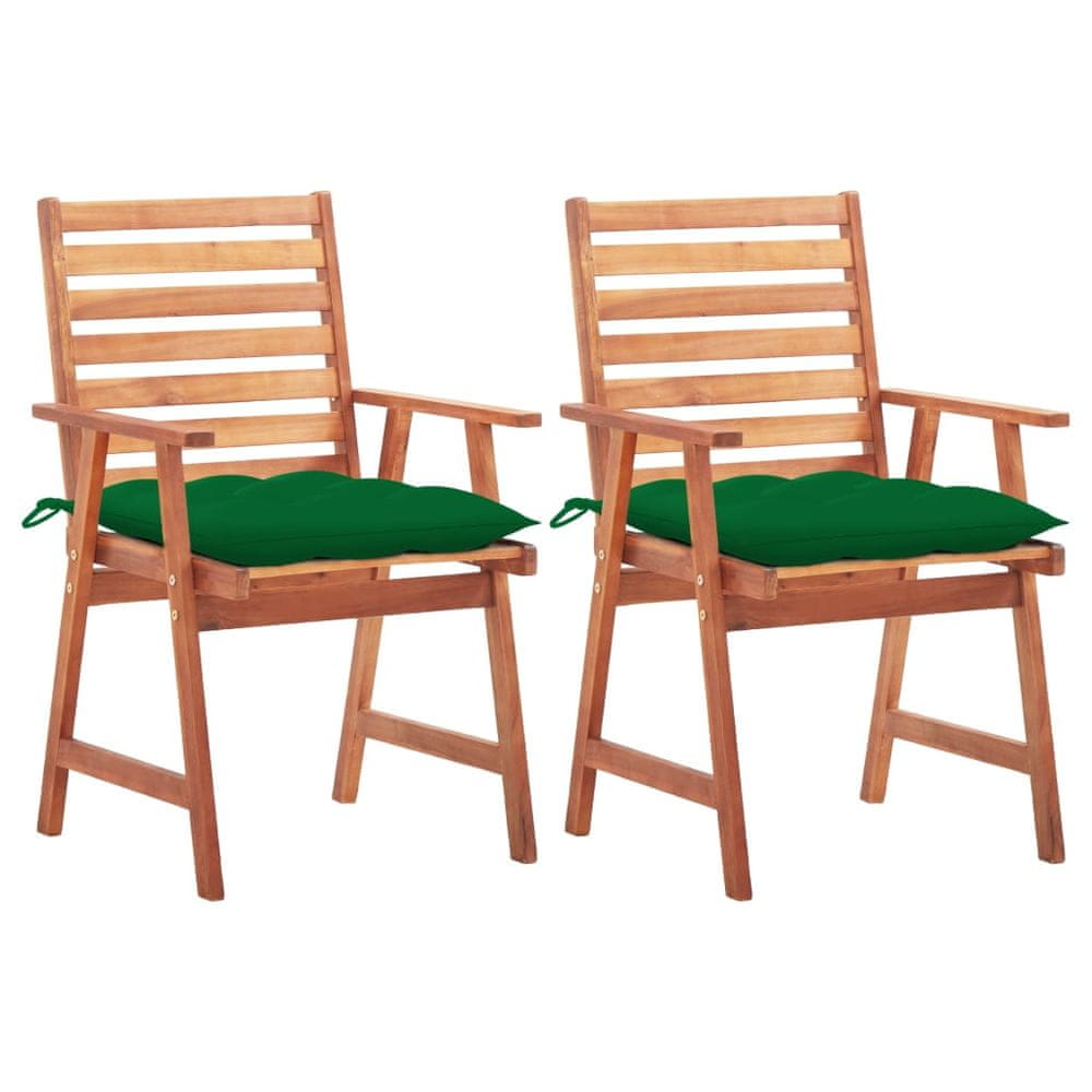 Vidaxl Vonkajšie jedálenské stoličky s podložkami 2 ks masívna akácia
